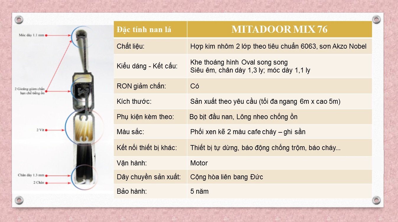 Cửa cuốn Mitadoor Mix 76A